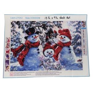 Completed‎ Diamond Painting Snowman Family Winter Scene Needs Mat